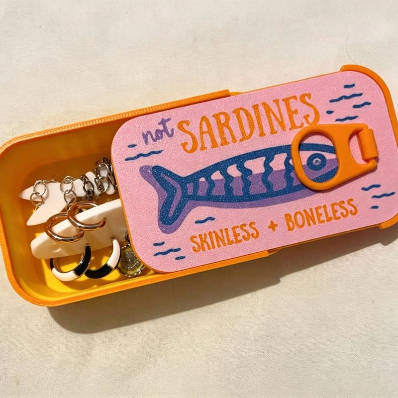 Sardine Tin Jewelry Box 3D Pri - Tin Container Lid 评论和价格