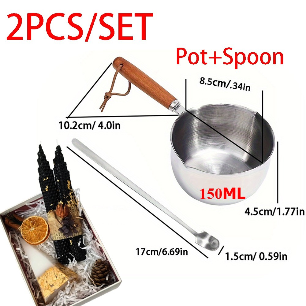 2PCS/SET Wood Handle Wax Melti - Candle Making Jug 评论和价格