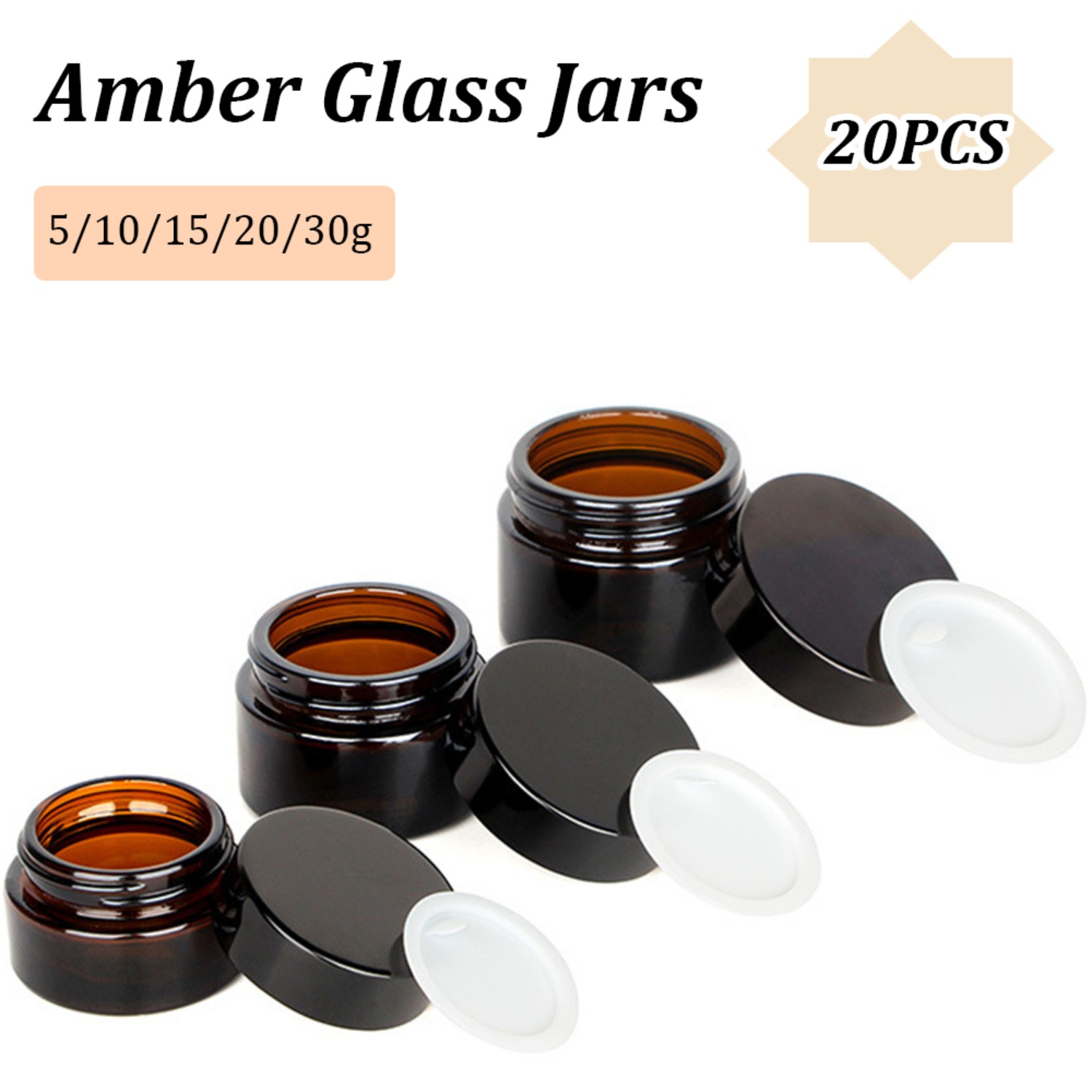 20PCS Small Amber Glass Jars w - Candle Making Jars With Lids 评论和价格